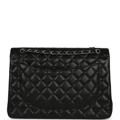 Chanel Pre-owned Chanel Maxi Classic Double Flap Bag Black Caviar Silver Hardware | Thumbnail 4 Chanel Pre-owned Chanel Maxi Classic Double Flap Bag Black Caviar Silver Hardware | Thumbnail 4