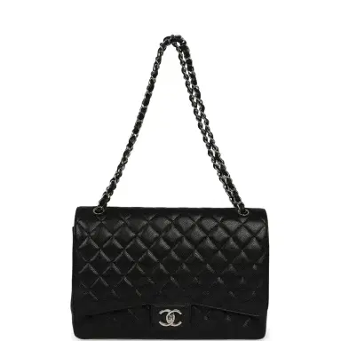 Chanel Pre-owned Chanel Maxi Classic Double Flap Bag Black Caviar Silver Hardware | Thumbnail 7 Chanel Pre-owned Chanel Maxi Classic Double Flap Bag Black Caviar Silver Hardware | Thumbnail 7