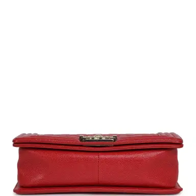 Chanel Pre-owned Chanel Medium Boy Bag Red Caviar Gold Hardware | Thumbnail 6