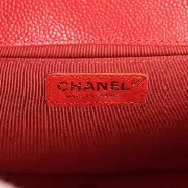 Chanel Pre-owned Chanel Medium Boy Bag Red Caviar Gold Hardware | Thumbnail 8