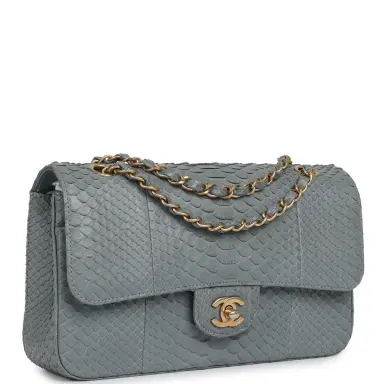 Chanel Pre-owned Chanel Medium Classic Double Flap Bag Grey Python Antique Gold Hardware | Thumbnail 2 Chanel Pre-owned Chanel Medium Classic Double Flap Bag Grey Python Antique Gold Hardware | Thumbnail 2
