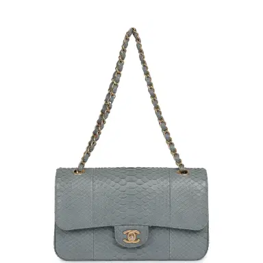 Chanel Pre-owned Chanel Medium Classic Double Flap Bag Grey Python Antique Gold Hardware | Thumbnail 7 Chanel Pre-owned Chanel Medium Classic Double Flap Bag Grey Python Antique Gold Hardware | Thumbnail 7