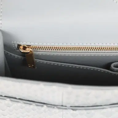 Chanel Pre-owned Chanel Medium Classic Double Flap Bag Grey Python Antique Gold Hardware | Thumbnail 9 Chanel Pre-owned Chanel Medium Classic Double Flap Bag Grey Python Antique Gold Hardware | Thumbnail 9