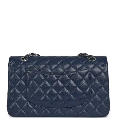Chanel Pre-owned Chanel Medium Classic Double Flap Bag Navy Blue Caviar Silver Hardware | Thumbnail 4 Chanel Pre-owned Chanel Medium Classic Double Flap Bag Navy Blue Caviar Silver Hardware | Thumbnail 4