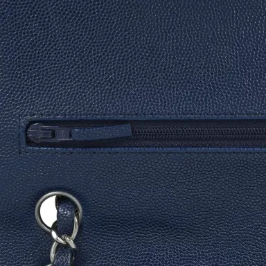 Chanel Pre-owned Chanel Medium Classic Double Flap Bag Navy Blue Caviar Silver Hardware | Thumbnail 8 Chanel Pre-owned Chanel Medium Classic Double Flap Bag Navy Blue Caviar Silver Hardware | Thumbnail 8
