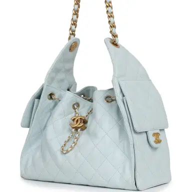 Chanel Pre-owned Chanel Small 25 Hobo Bag Light Blue Caviar Antique Gold Hardware | Thumbnail 5 Chanel Pre-owned Chanel Small 25 Hobo Bag Light Blue Caviar Antique Gold Hardware | Thumbnail 5