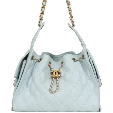 Chanel Pre-owned Chanel Small 25 Hobo Bag Light Blue Caviar Antique Gold Hardware | Thumbnail 1 Chanel Pre-owned Chanel Small 25 Hobo Bag Light Blue Caviar Antique Gold Hardware | Thumbnail 1