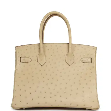 HERMÈS Pre-owned Hermes Birkin 30 Blanc Casse Ostrich Palladium Hardware | Thumbnail 3 HERMÈS Pre-owned Hermes Birkin 30 Blanc Casse Ostrich Palladium Hardware | Thumbnail 3