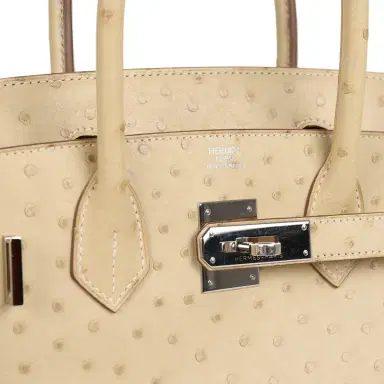 HERMÈS Pre-owned Hermes Birkin 30 Blanc Casse Ostrich Palladium Hardware | Thumbnail 7 HERMÈS Pre-owned Hermes Birkin 30 Blanc Casse Ostrich Palladium Hardware | Thumbnail 7