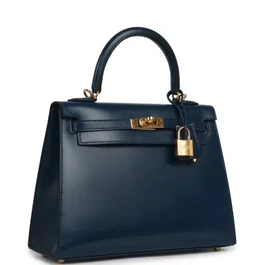 HERMÈS Pre-owned Hermes Kelly Sellier 25 Bleu De Prusse Box Gold Hardware | Thumbnail 2 HERMÈS Pre-owned Hermes Kelly Sellier 25 Bleu De Prusse Box Gold Hardware | Thumbnail 2