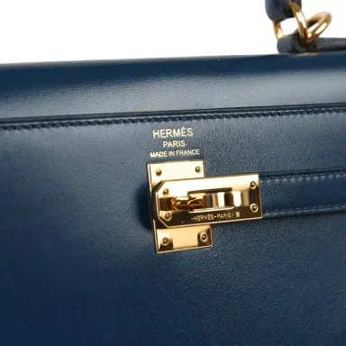 HERMÈS Pre-owned Hermes Kelly Sellier 25 Bleu De Prusse Box Gold Hardware | Thumbnail 7 HERMÈS Pre-owned Hermes Kelly Sellier 25 Bleu De Prusse Box Gold Hardware | Thumbnail 7