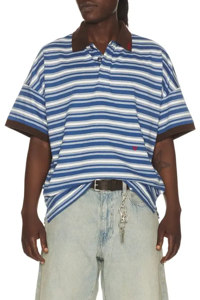 Rhude Fontaine Striped Short Sleeve Polo Shirt