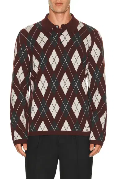 Simkhai Callum Cashmere Argyle Polo | Thumbnail 1 Simkhai Callum Cashmere Argyle Polo | Thumbnail 1