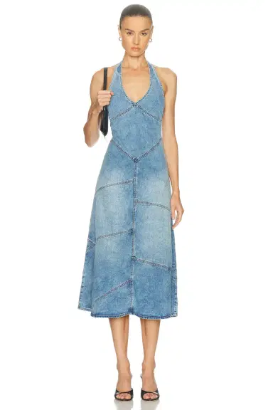 EB Denim Delphi Pieced Halter Dress | Thumbnail 2 EB Denim Delphi Pieced Halter Dress | Thumbnail 2