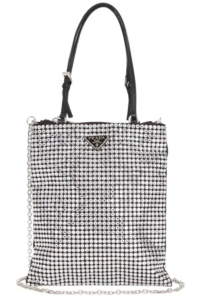 Prada Prada Crystal Embellished Satin Tote Bag
