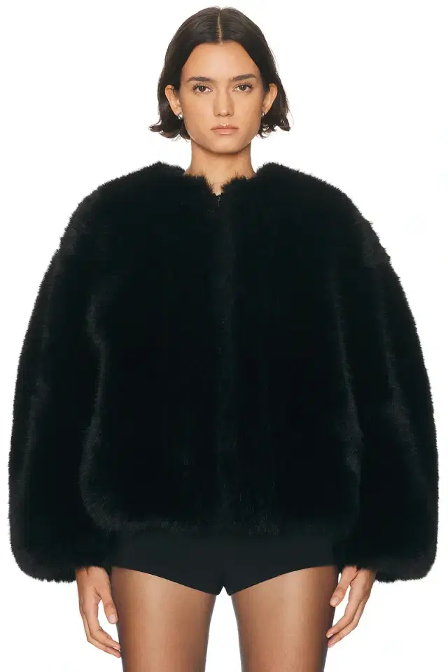 HAELO Long Hair Faux Fur Bomber