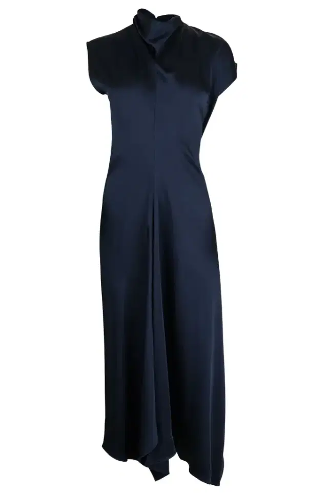 Victoria Beckham High Neck Drape Midi Dress