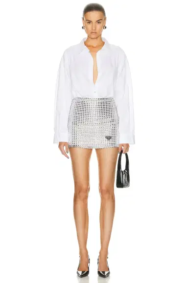 Prada Prada Rhinestone Embroidered Mesh Mini Skirt | Thumbnail 5 Prada Prada Rhinestone Embroidered Mesh Mini Skirt | Thumbnail 5