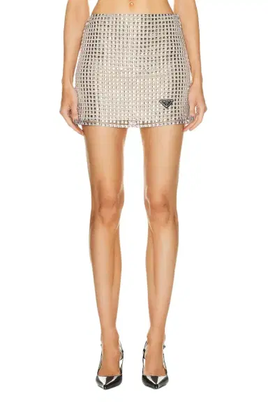 Prada Prada Rhinestone Embroidered Mesh Mini Skirt | Thumbnail 1 Prada Prada Rhinestone Embroidered Mesh Mini Skirt | Thumbnail 1