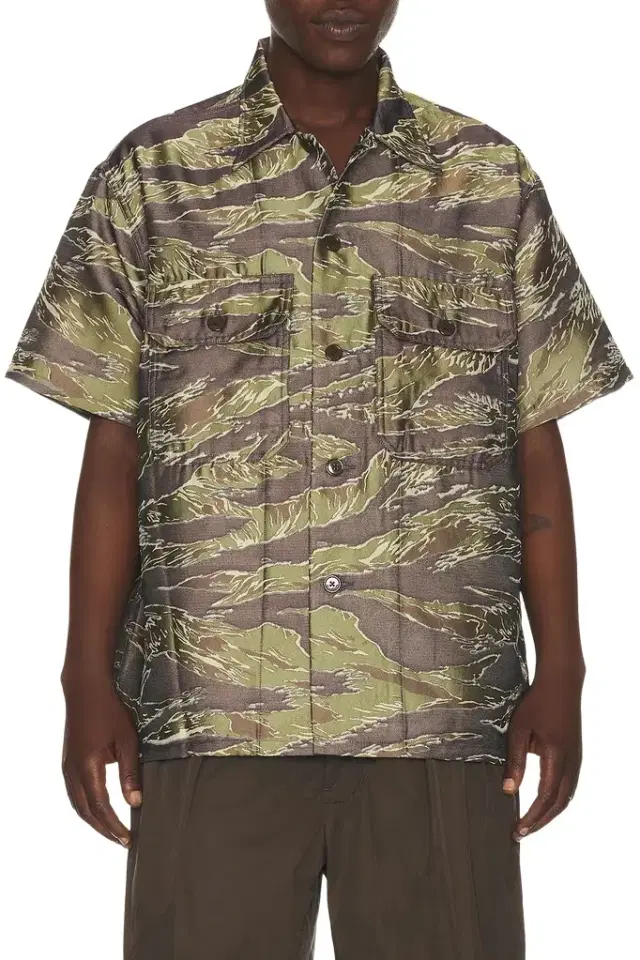 Beams Plus Mil-Sht Tiger Stripe Mesh Jacquard