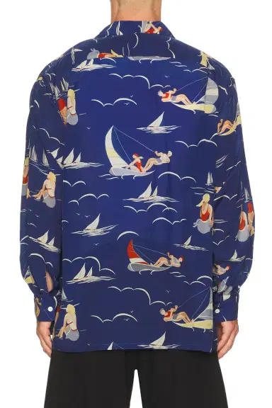 Beams Plus Open Collar Cupro Print | Thumbnail 2