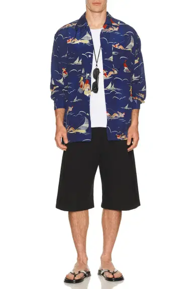 Beams Plus Open Collar Cupro Print | Thumbnail 3