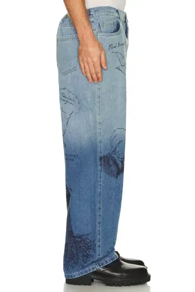 Pas Une Marque Sketch Print Denim Pants | Thumbnail 2