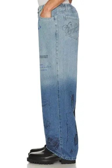 Pas Une Marque Sketch Print Denim Pants | Thumbnail 3