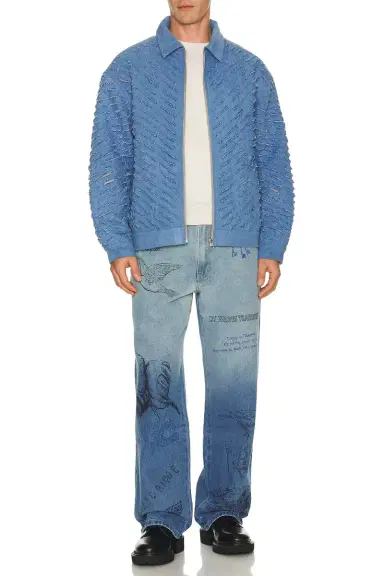 Pas Une Marque Sketch Print Denim Pants | Thumbnail 5