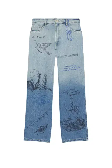 Pas Une Marque Sketch Print Denim Pants | Thumbnail 6