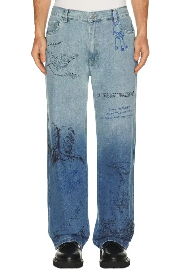 Pas Une Marque Sketch Print Denim Pants
