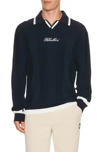Khalhon V Tipped Varsity Knit Pullover Polo | Thumbnail 1
