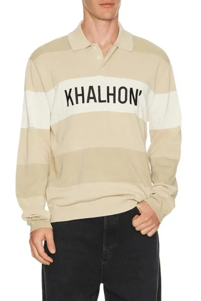 Khalhon Coastal Stripe Knit Polo Jacket