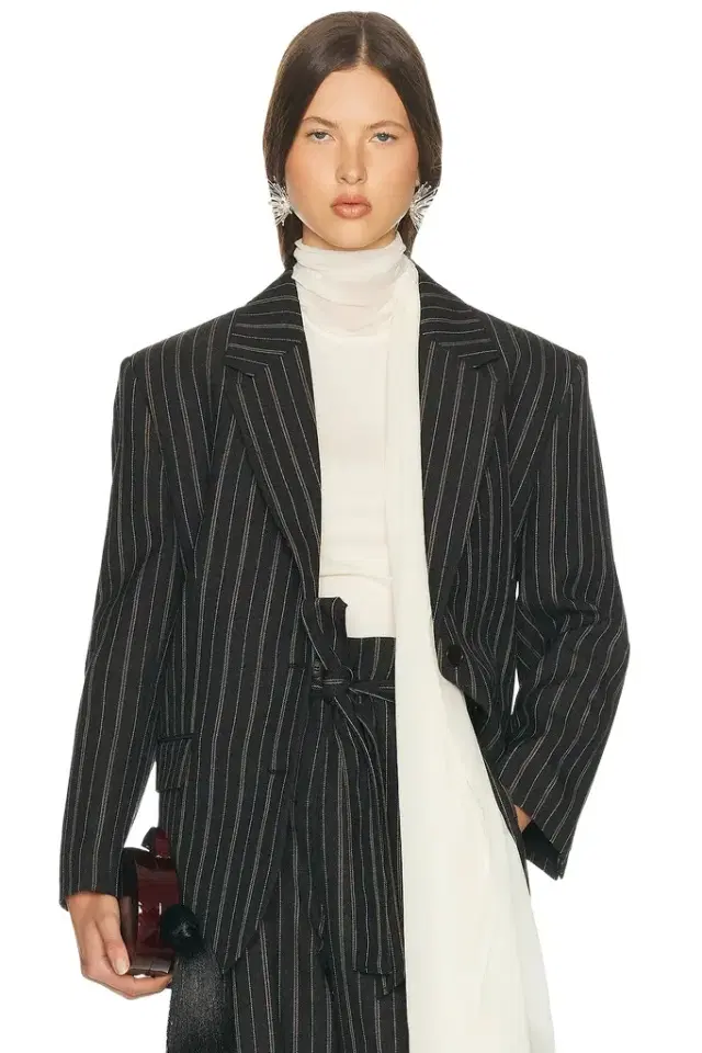 Helsa Stripe Twill Boyfriend Blazer
