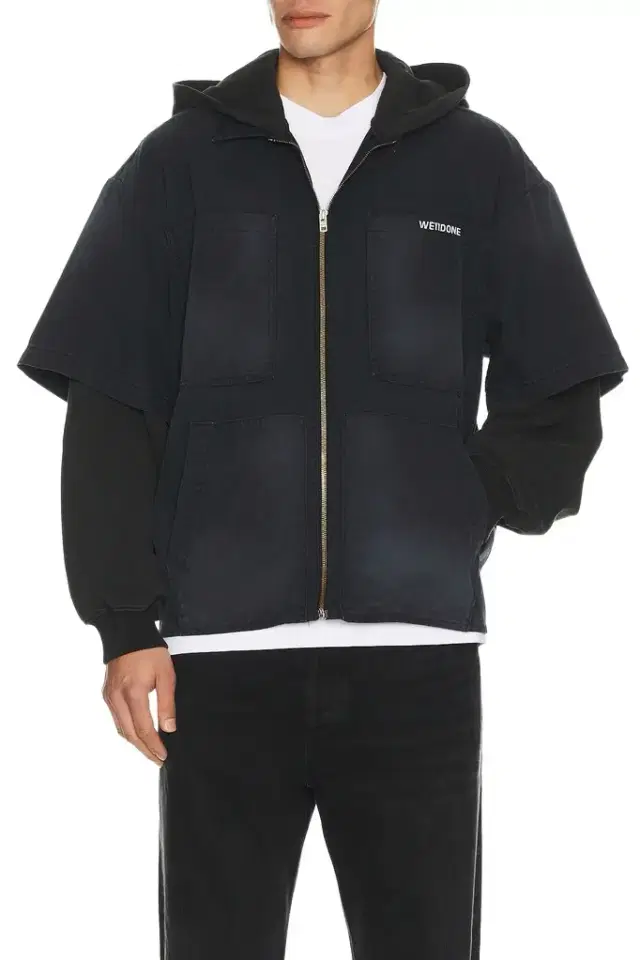 We11Done Faded Layered Hoodie Jacket