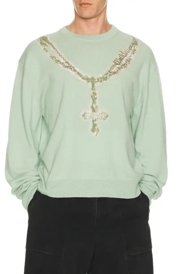 We11Done Pearl Logo Necklace Print Pullover