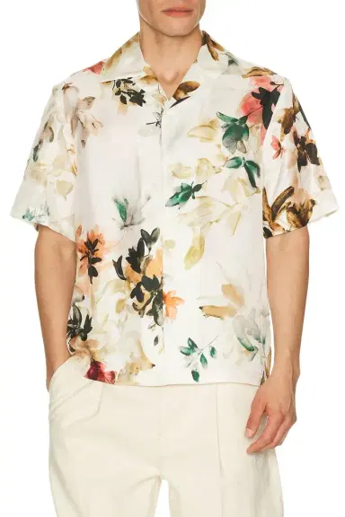 Simkhai Casper Printed Silk Shirt | Thumbnail 1 Simkhai Casper Printed Silk Shirt | Thumbnail 1