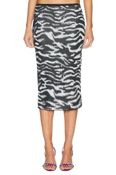 The Attico Midi Zebra Skirt | Thumbnail 1 The Attico Midi Zebra Skirt | Thumbnail 1