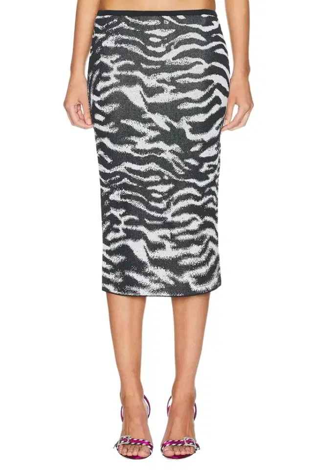 The Attico Midi Zebra Skirt