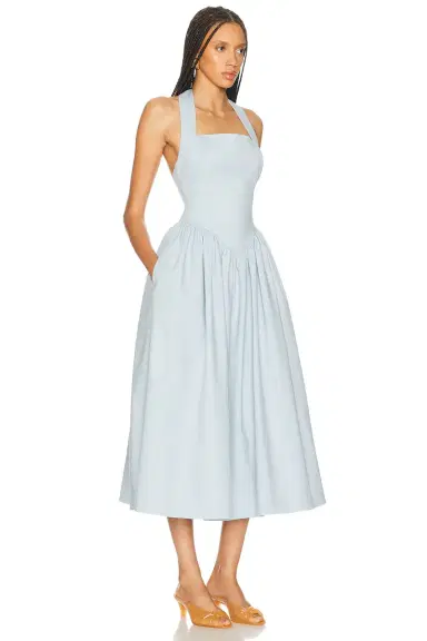 Helsa Faille Halter Midi Dress | Thumbnail 2 Helsa Faille Halter Midi Dress | Thumbnail 2