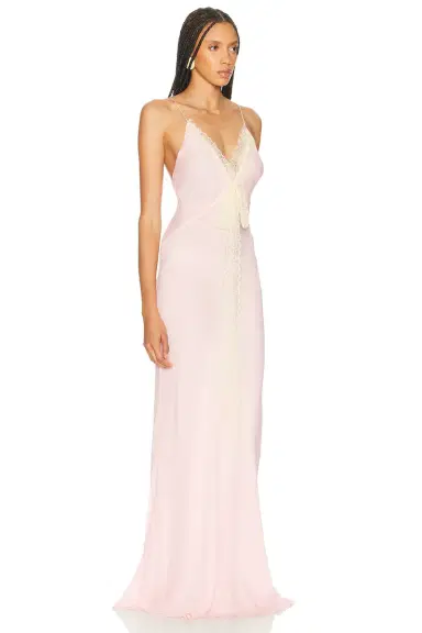 Helsa Sheer Georgette Gown With Lace | Thumbnail 2