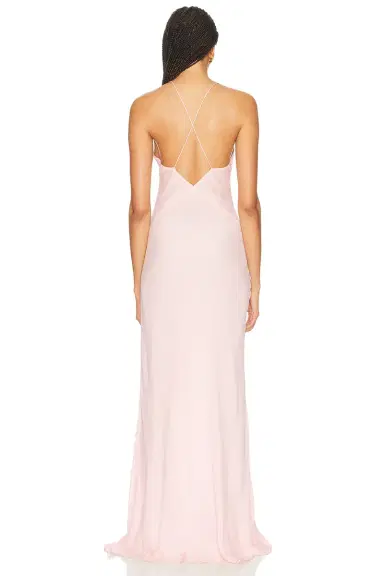Helsa Sheer Georgette Gown With Lace | Thumbnail 3