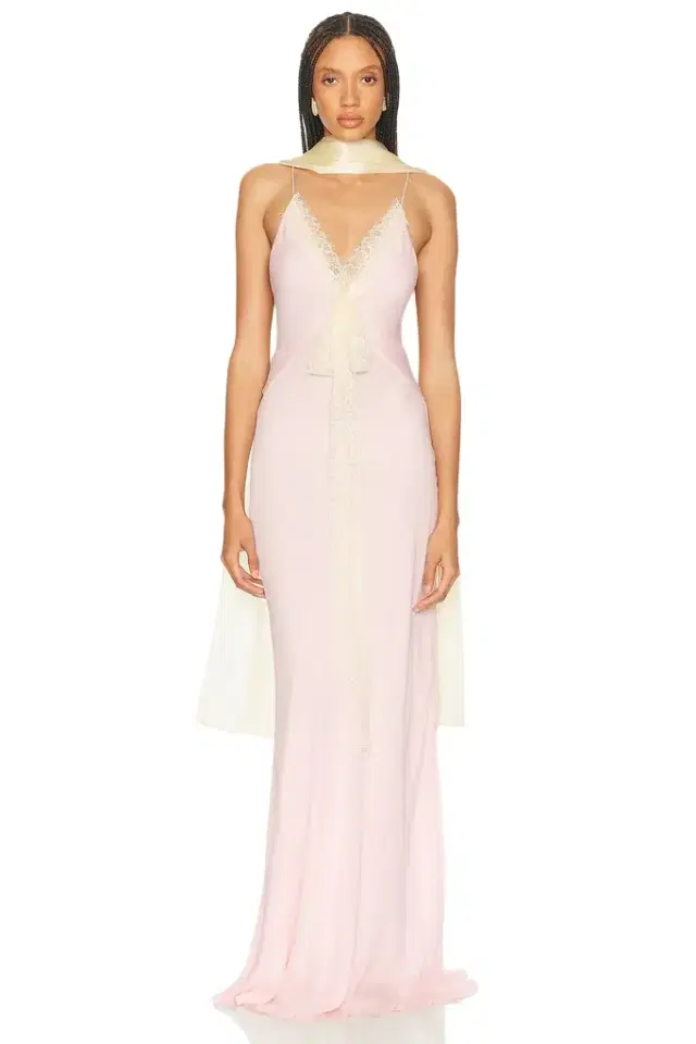Helsa Sheer Georgette Gown With Lace
