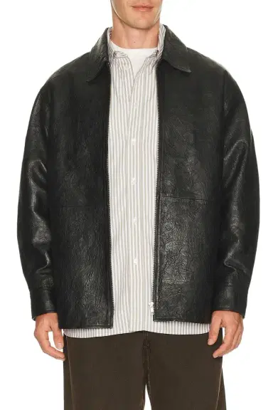 SUNFLOWER Crinkle Leather Shirt Jacket | Thumbnail 1 SUNFLOWER Crinkle Leather Shirt Jacket | Thumbnail 1