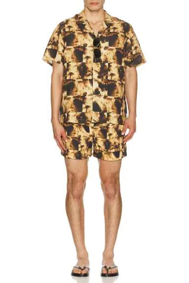AUTO-REPLY Alex Printed Short Sleeve Linen Shirt | Thumbnail 3