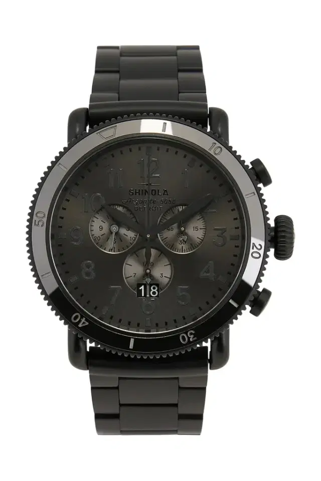 Shinola Runwell Sport Chrono 48mm Watch Black Bracelet