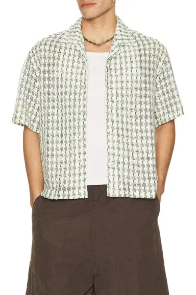 Percival Freddie Crochet Cuban Collar Boxy Shirt | Thumbnail 1