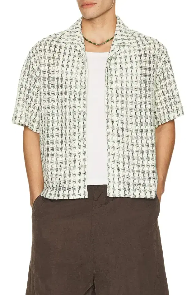 Percival Freddie Crochet Cuban Collar Boxy Shirt