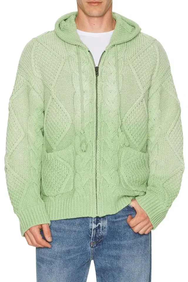 Found Found Zip Up Cable Knit Hoodie