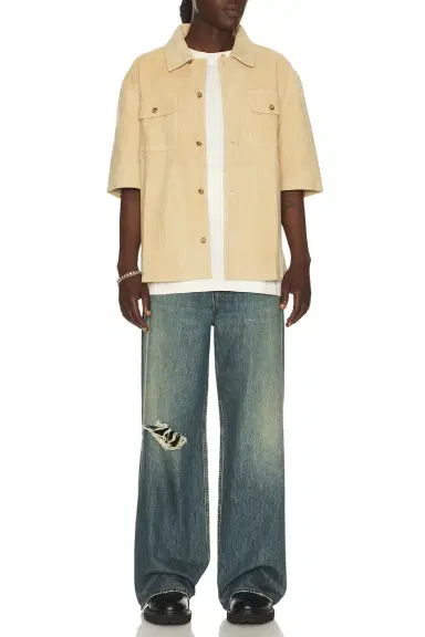 Found Suede Short Sleeve Camp Shirt | Thumbnail 3